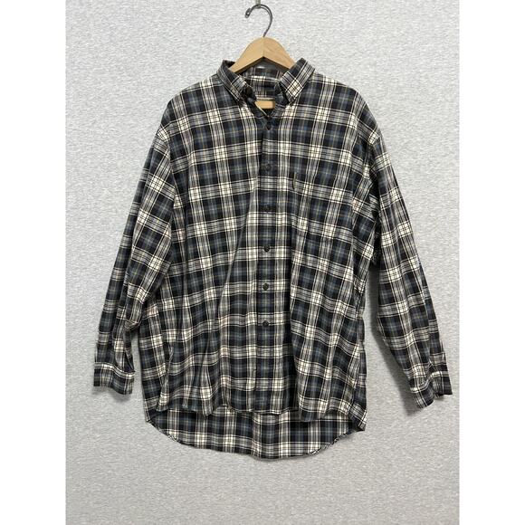 VTG 90s Abercrombie & Fitch Big Shirt Mens Large Blue Plaid Oversized Thrashed - Picture 1 of 13